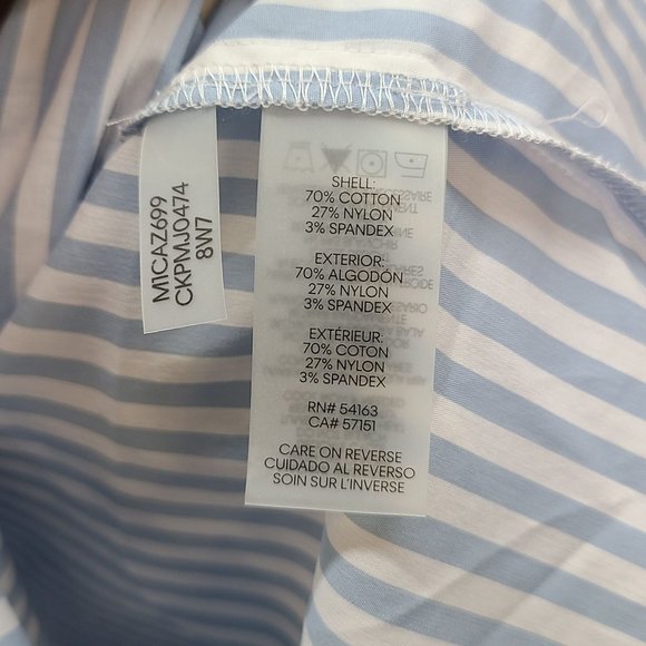 Calvin Klein Baby Blue And White Striped Top Size L - Picture 6 of 7
